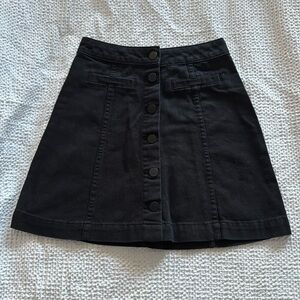 Black Denim Button Up Skirt